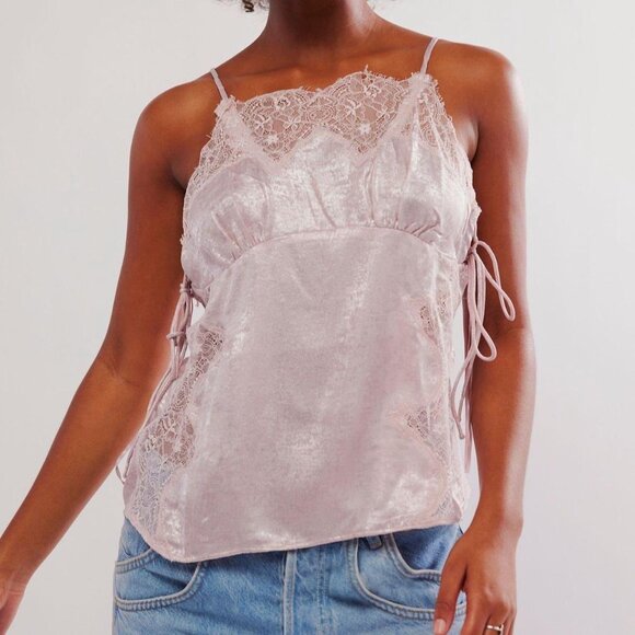 Intimately Free People Shimmer On Cami Womens Medium Lilac Combo Lacey Tank - Picture 1 of 5